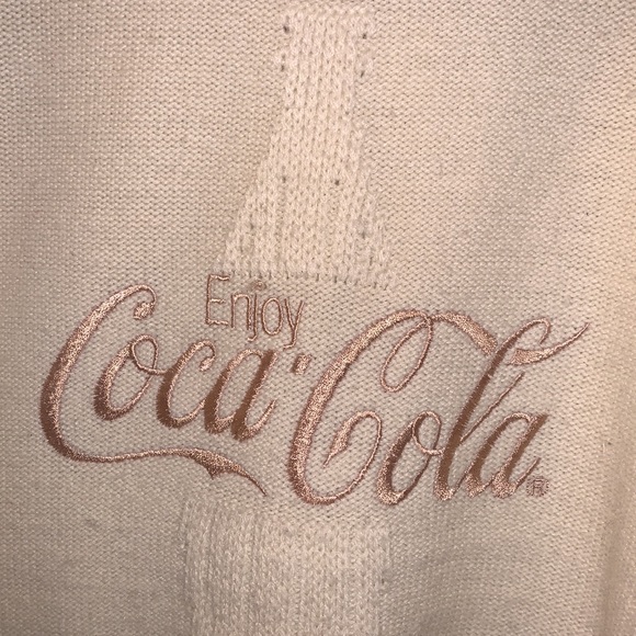 Men's Vintage Acrylic Coca Cola Beige Sweater Size L - Picture 4 of 4
